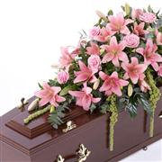 Classic Lily and Rose Casket Spray - Pink