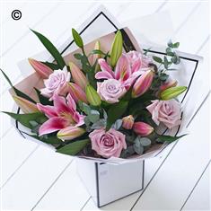 Beautifully Simple Rose &amp; Lily Bouquet Pink