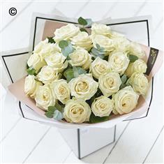 Beautifully Simple Rose Bouquet White Large