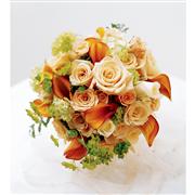 Sweet Peach Rose &amp; Calla Lily Bridesmaid Bouquet