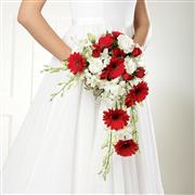 Crimson Gerbera &amp; Orchid Shower Bridesmaid Bouquet