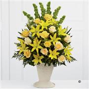 Large Yellow Lily and Rose Service Arrangement