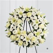 White Tribute Wreath incl stand