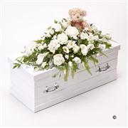 Children&#39;s Casket Spray with Teddy Bear - White