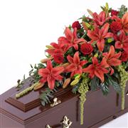 Classic Lily and Rose Casket Spray - Red