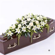 Classic Lily and Rose Casket Spray - White