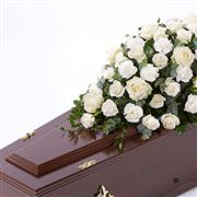 Victorious Rose and Carnation Casket Spray - White