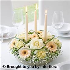 Pastel Rose &amp; Germini Candle Centrepiece