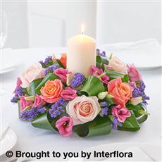 Pretty Pink Rose &amp; Lisianthus Candle Centrepiece