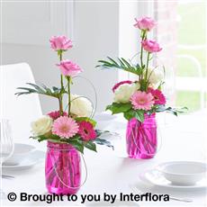 Magenta Table Lantern Decoration Duo