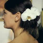 H1 White Orchid hair corsage 