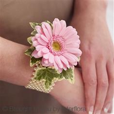 Pale Pink Germini &amp; Pearl Wrist Corsage