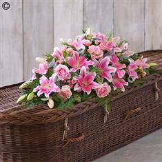 Luxury Lily and Rose Casket Spray Pink
