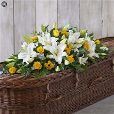 Luxury Lily and Rose Casket Spray Yellow
